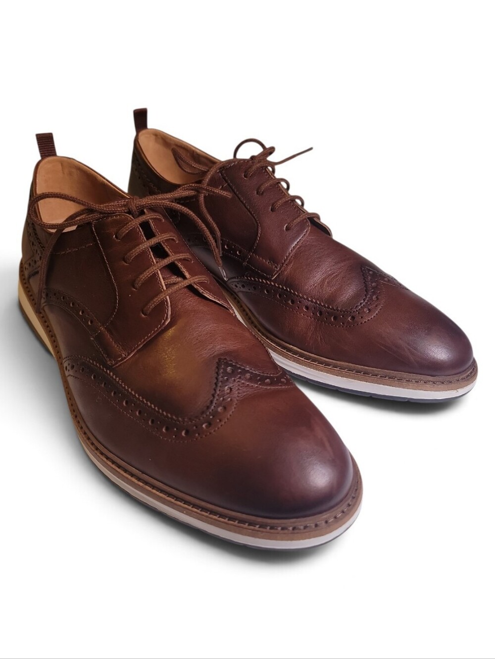 Clarks Chantry Brogue Wingtip Shoes Mens 10.5 Brown Leather Dress Casual